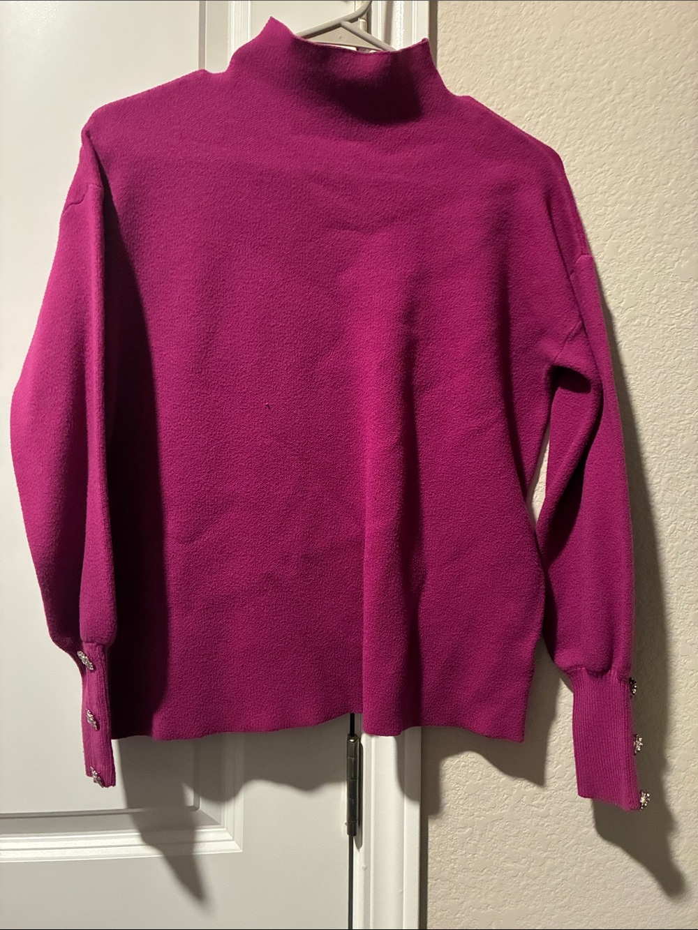 Women's Mock Neck Sweater in Magenta